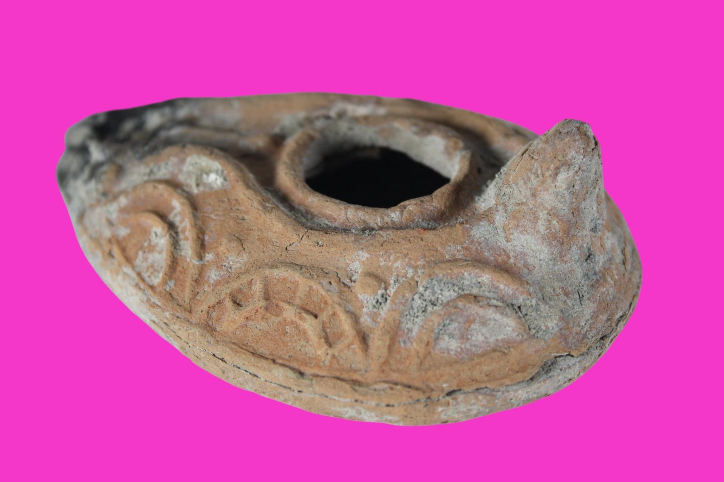 Large Holy Land Oil Lamp Ancient Artifact Time of Christians 313-636 AD COA 199