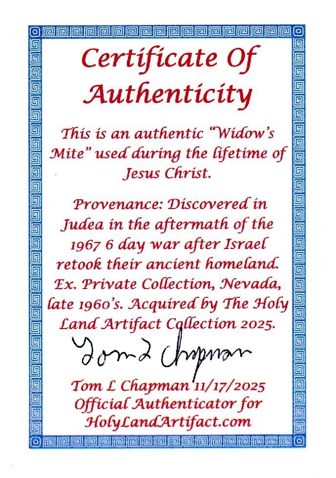 Hi Quality Widows Mite Coin Holy Land Artifact Free Display Card Jesus Time B727