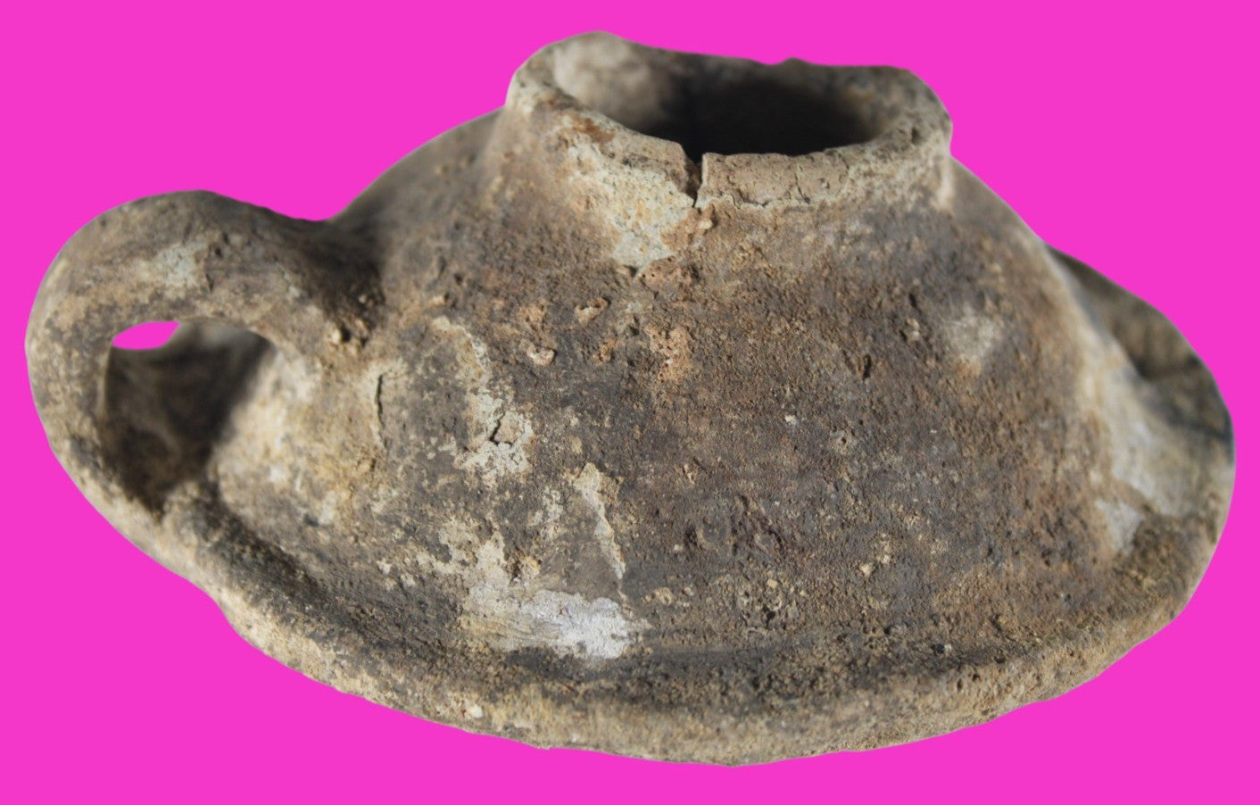 Holy Land Oil Lamp Ancient Artifact Time of the Arab Invasion 660-800 AD COA 244