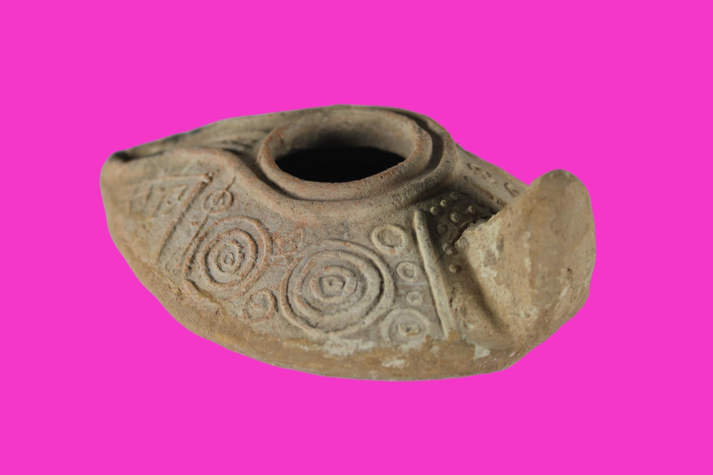 Big High Quality Holy Land Oil Lamp Ancient Artifact Byzantine 313-636 AD COA209