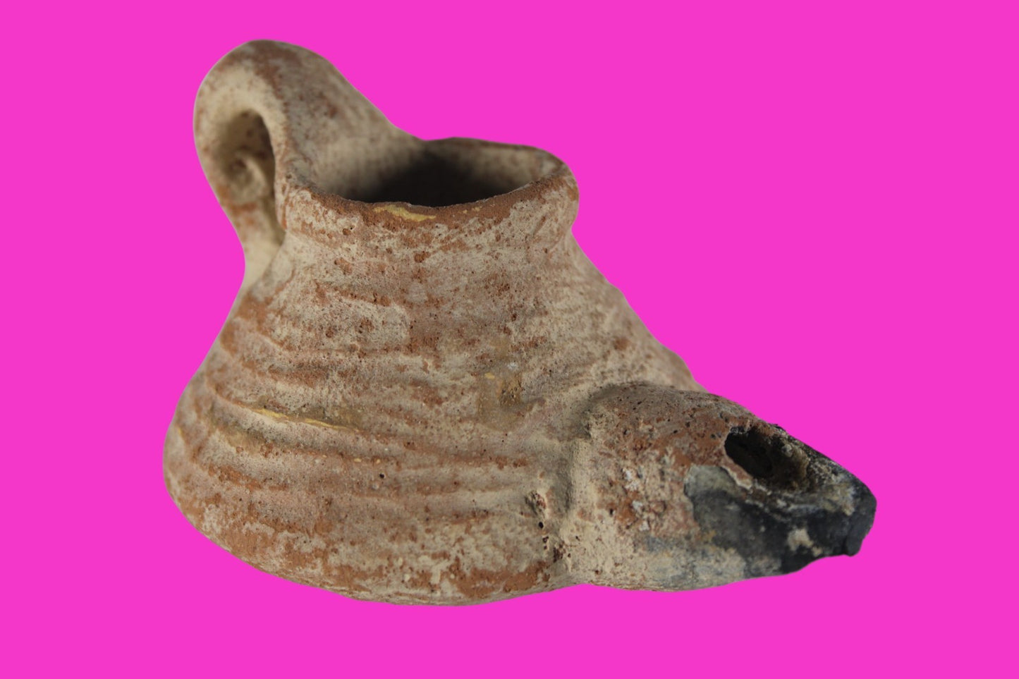Holy Land Oil Lamp Ancient Artifact Time of the Arab Invasion 660-800 AD COA 238
