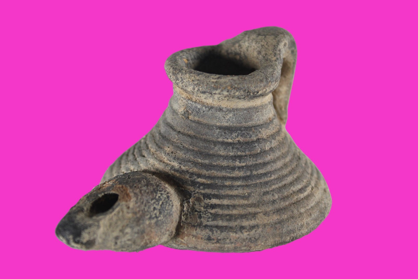 Holy Land Oil Lamp Ancient Artifact Time of the Arab Invasion 660-800 AD COA 243