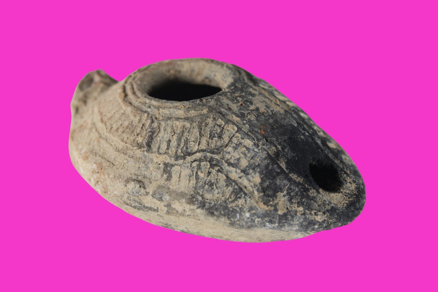Holy Land Oil Lamp Ancient Artifact Time of the Christians 313-636 AD COA 223