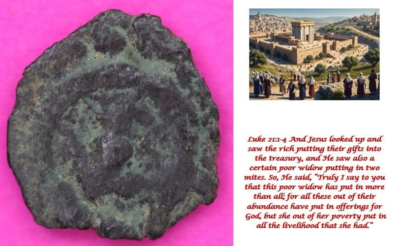 Widows Mite Coin Holy Land Artifact Frameable Display Card Jesus Christ COA F622
