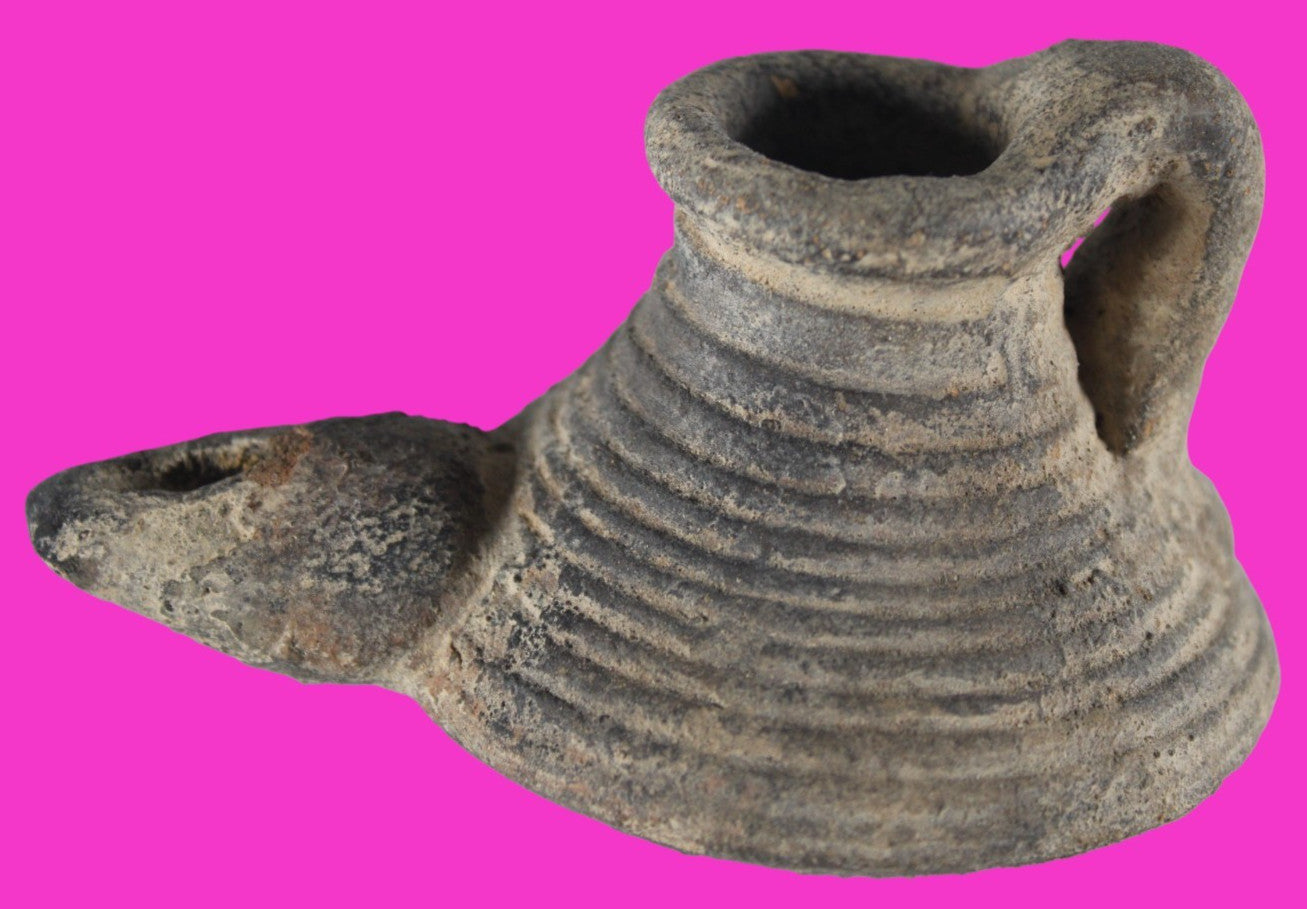 Holy Land Oil Lamp Ancient Artifact Time of the Arab Invasion 660-800 AD COA 243