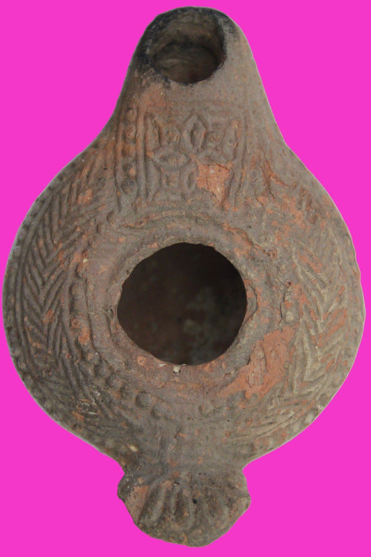 Holy Land Oil Lamp Ancient Artifact Time of the Christians 313-636 AD COA 175