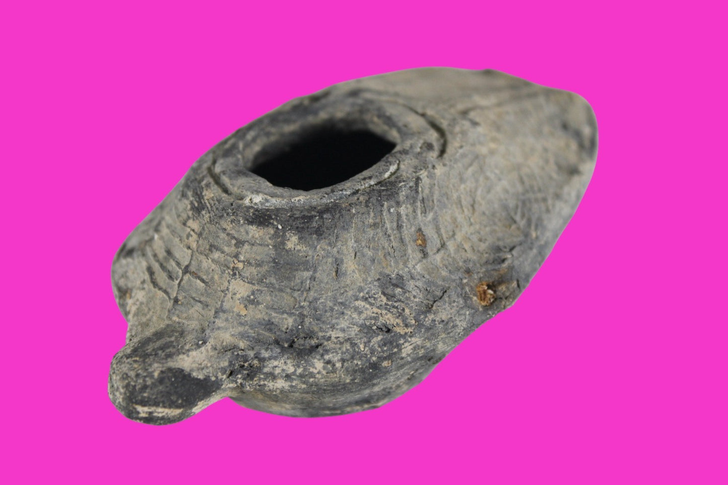 Ancient Holy Land Oil Lamp Artifact 2 Hidden Christian Crosses 300-600AD COA 113