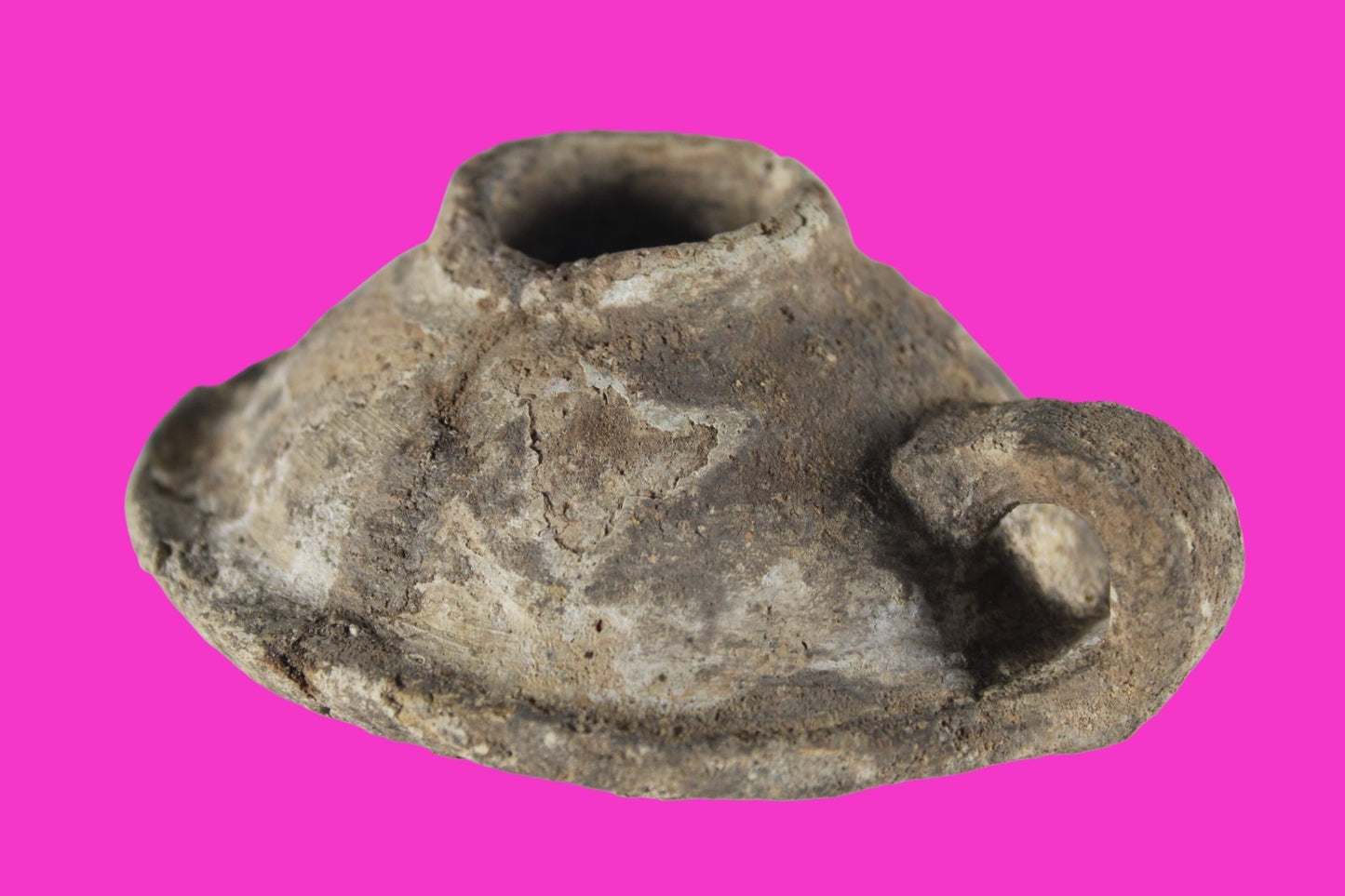 Holy Land Oil Lamp Ancient Artifact Time of the Arab Invasion 660-800 AD COA 244