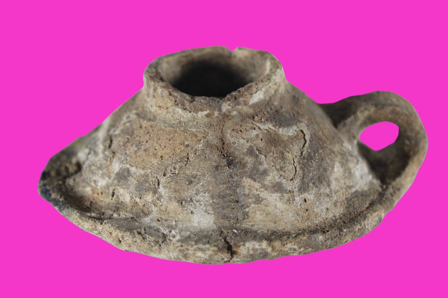 Holy Land Oil Lamp Ancient Artifact Time of the Arab Invasion 660-800 AD COA 244