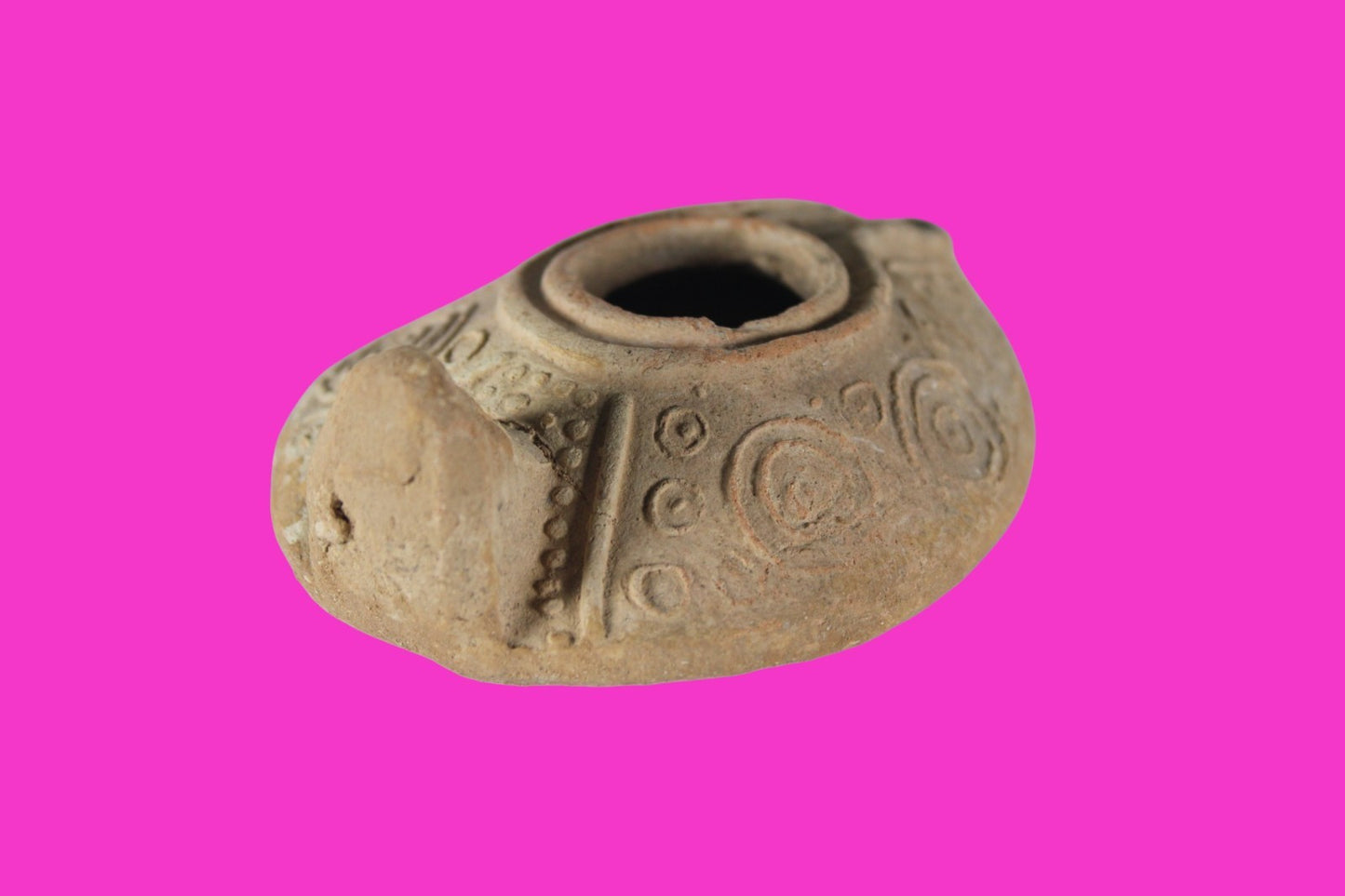 Big High Quality Holy Land Oil Lamp Ancient Artifact Byzantine 313-636 AD COA209