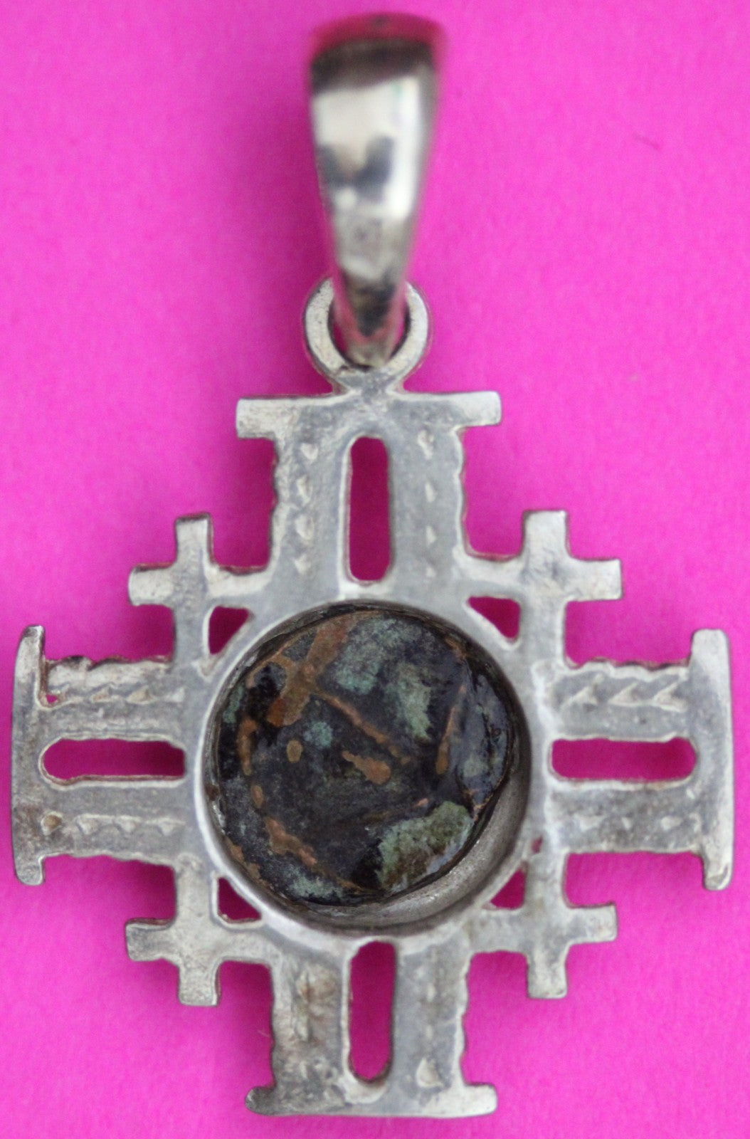 Widows Mite Cross Pendant 925 Silver Holy Land Artifact 2.1 grams No Chain COA20