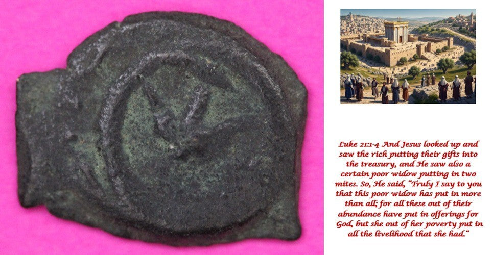 Widows Mite Coin Holy Land Artifact Frameable Display Card Jesus Christ COA F625