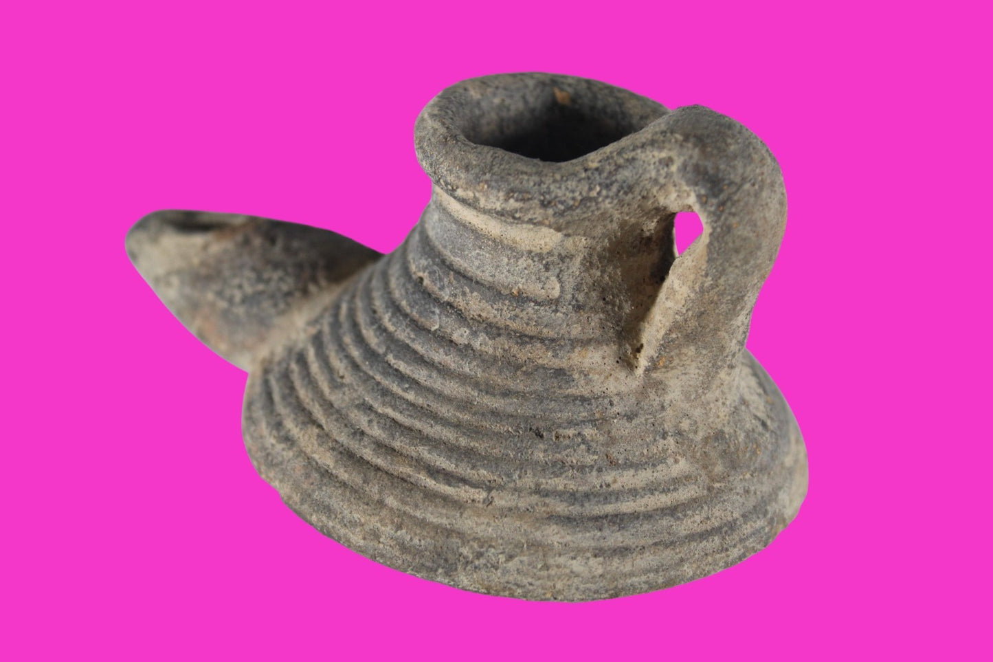 Holy Land Oil Lamp Ancient Artifact Time of the Arab Invasion 660-800 AD COA 243