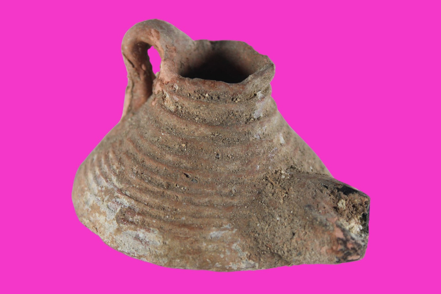 Holy Land Oil Lamp Ancient Artifact Time of the Arab Invasion 660-800 AD COA 239