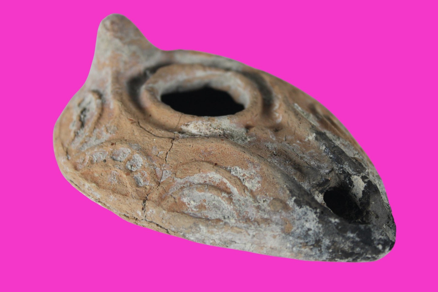 Large Holy Land Oil Lamp Ancient Artifact Time of Christians 313-636 AD COA 199