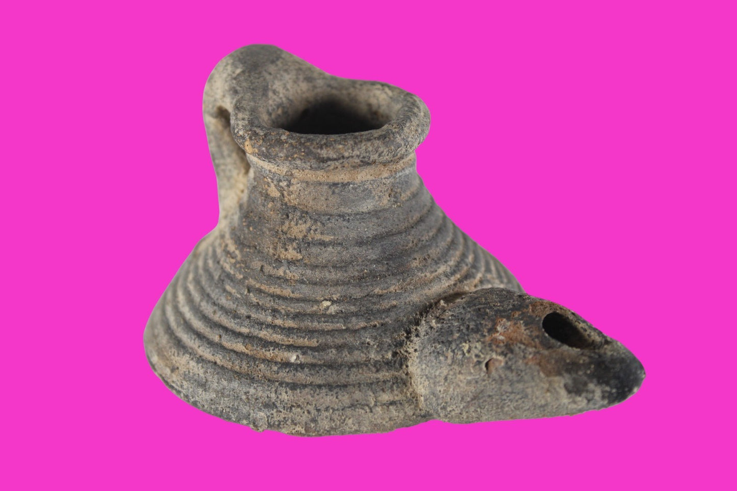Holy Land Oil Lamp Ancient Artifact Time of the Arab Invasion 660-800 AD COA 243