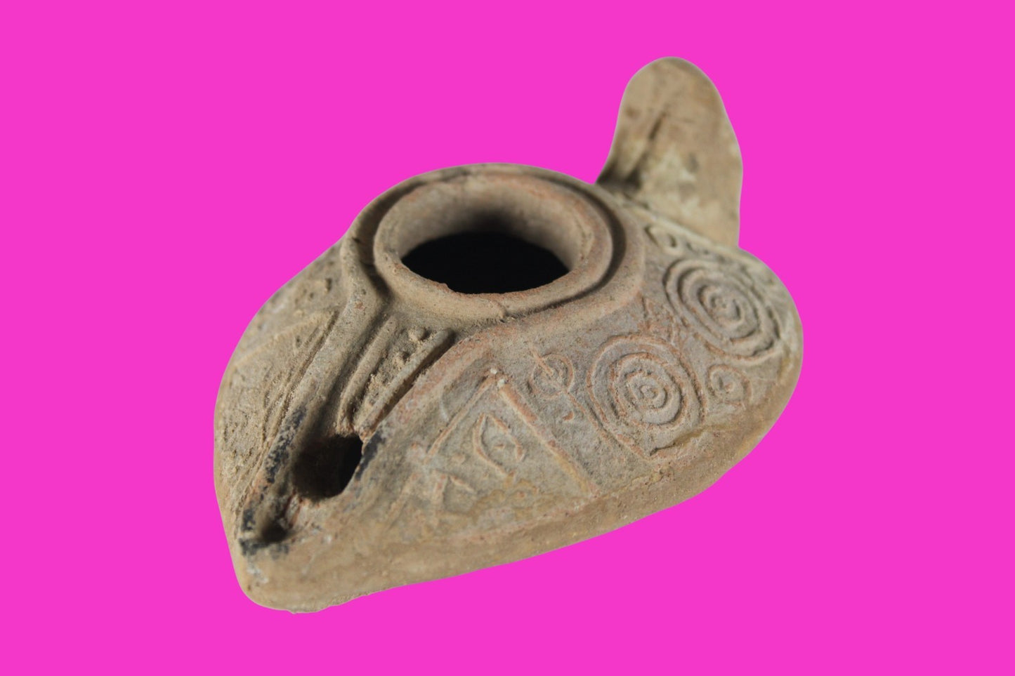 Big High Quality Holy Land Oil Lamp Ancient Artifact Byzantine 313-636 AD COA209