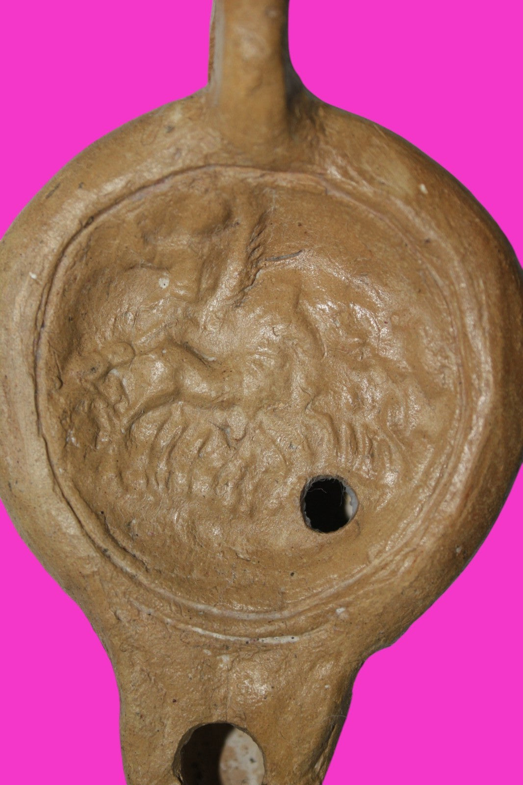 Four Horse War Chariot Oil Lamp Ancient Holy Land Artifact 200-400 AD COA J123