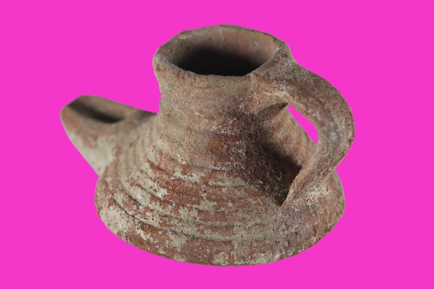Holy Land Oil Lamp Ancient Artifact Time of the Arab Invasion 660-800 AD COA 237