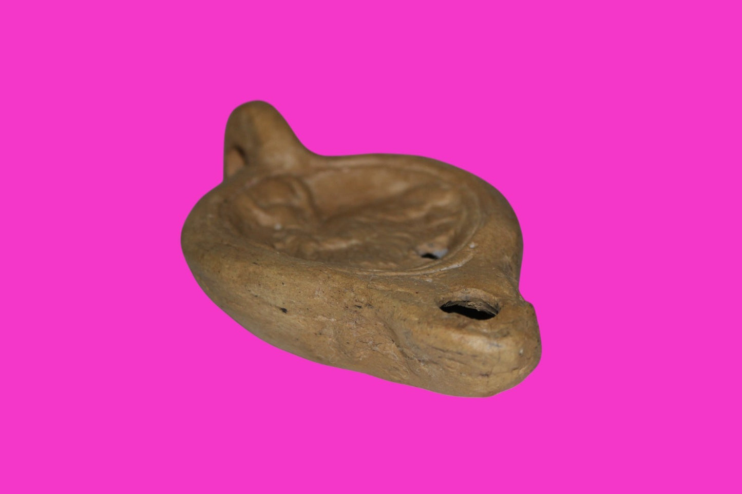 Four Horse War Chariot Oil Lamp Ancient Holy Land Artifact 200-400 AD COA J123