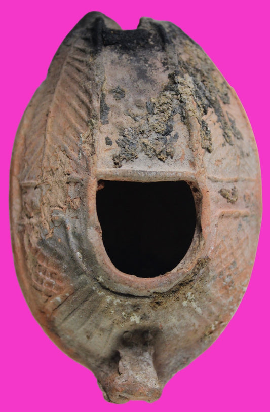 Oil Lamp Holy Land Ancient Artifact Jesus Christ Home Israel 300-600 AD COA 110