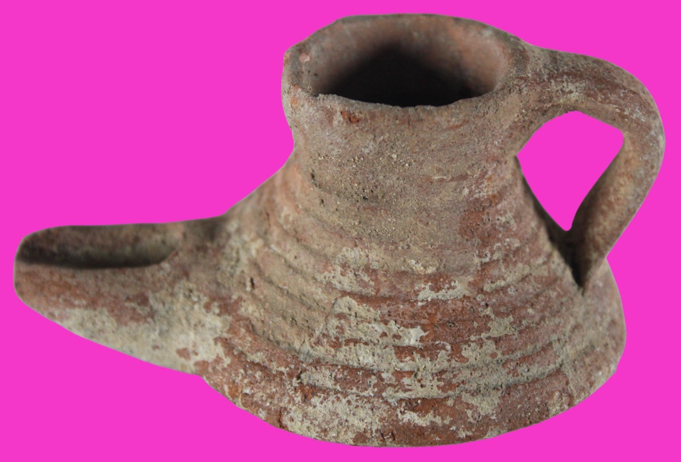 Holy Land Oil Lamp Ancient Artifact Time of the Arab Invasion 660-800 AD COA 237