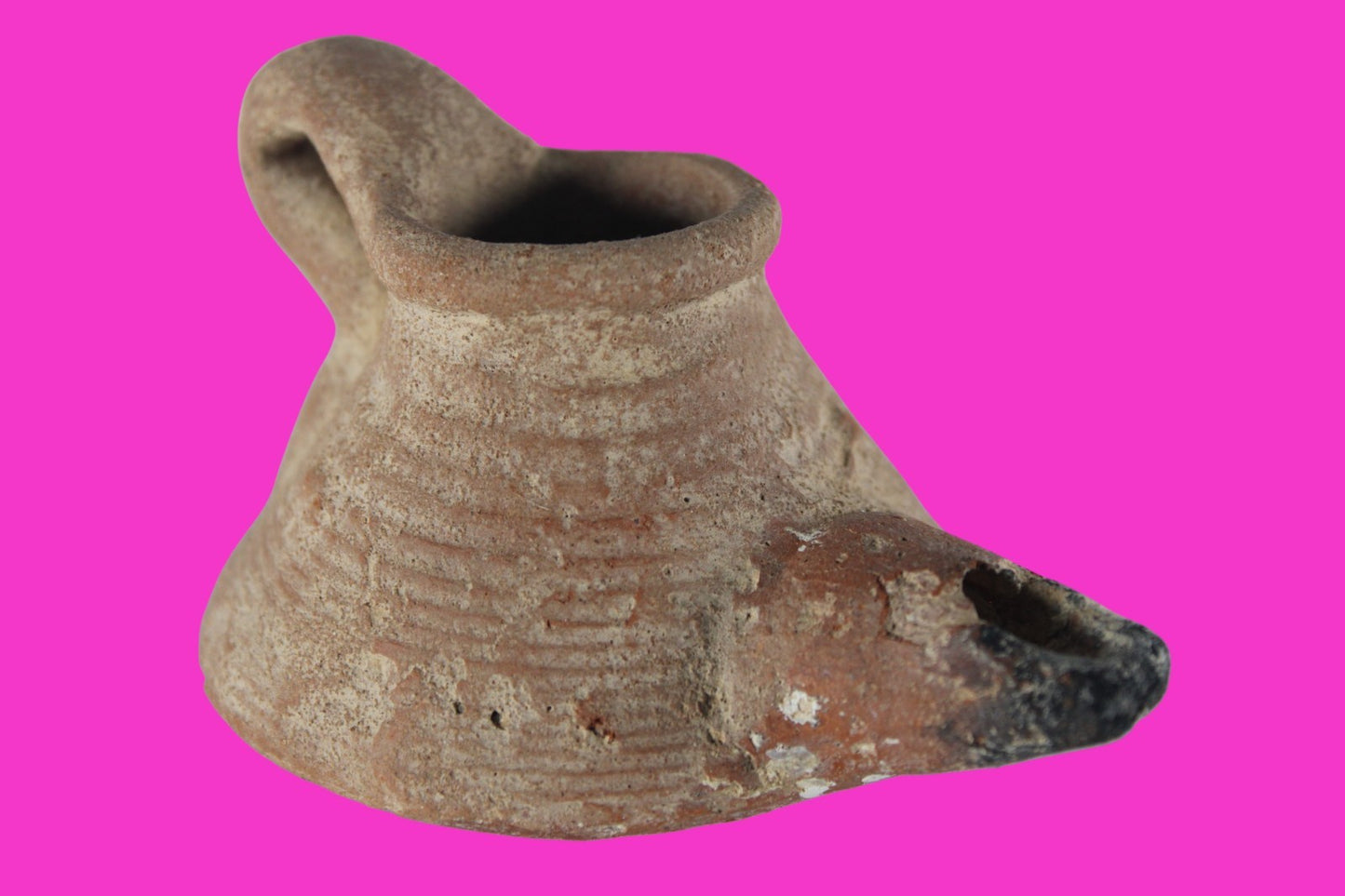 Holy Land Oil Lamp Ancient Artifact Time of the Arab Invasion 660-800 AD COA 241