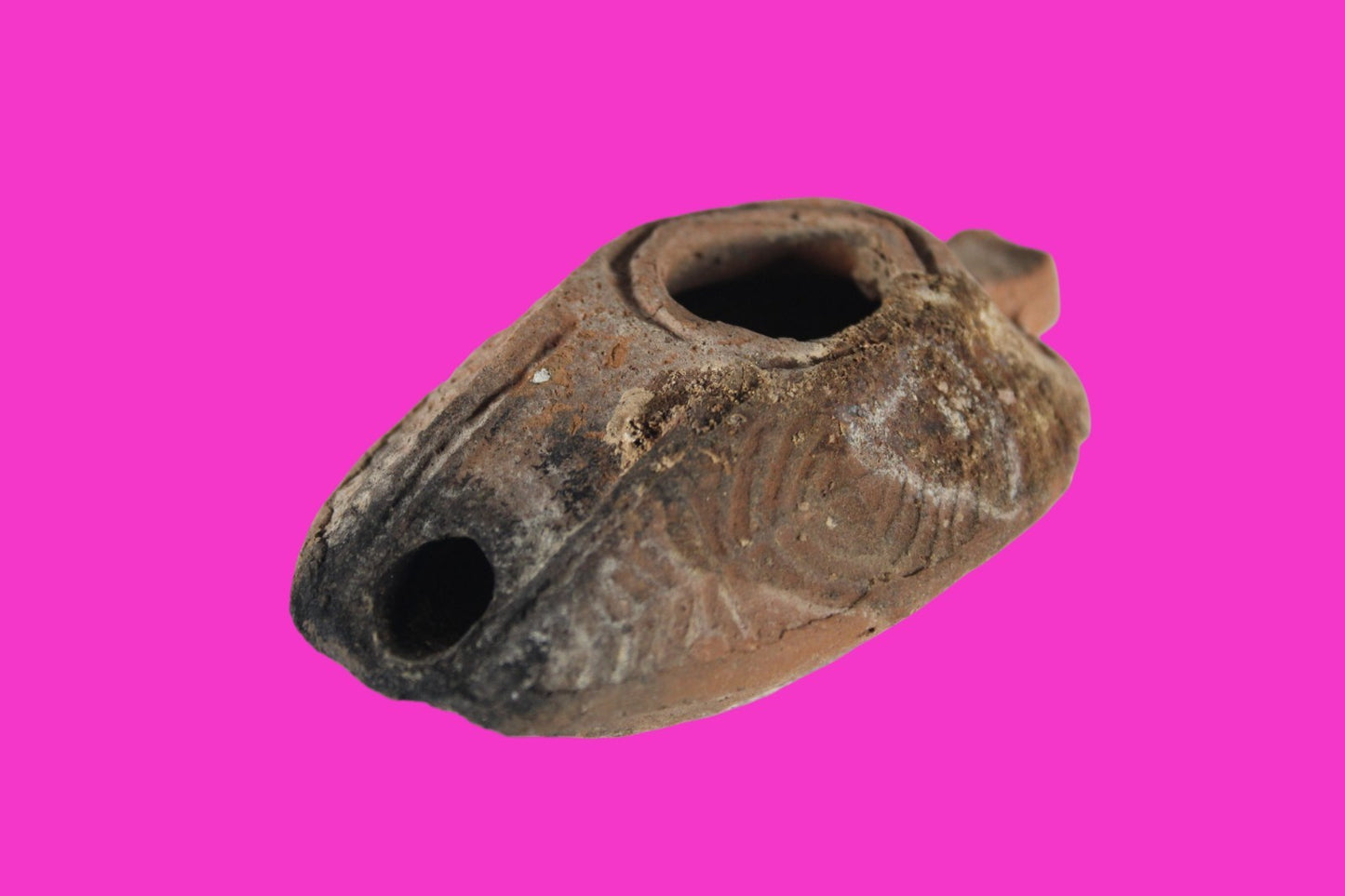 Holy Land Oil Lamp Ancient Artifact Time of the Christians 313-636 AD COA 214