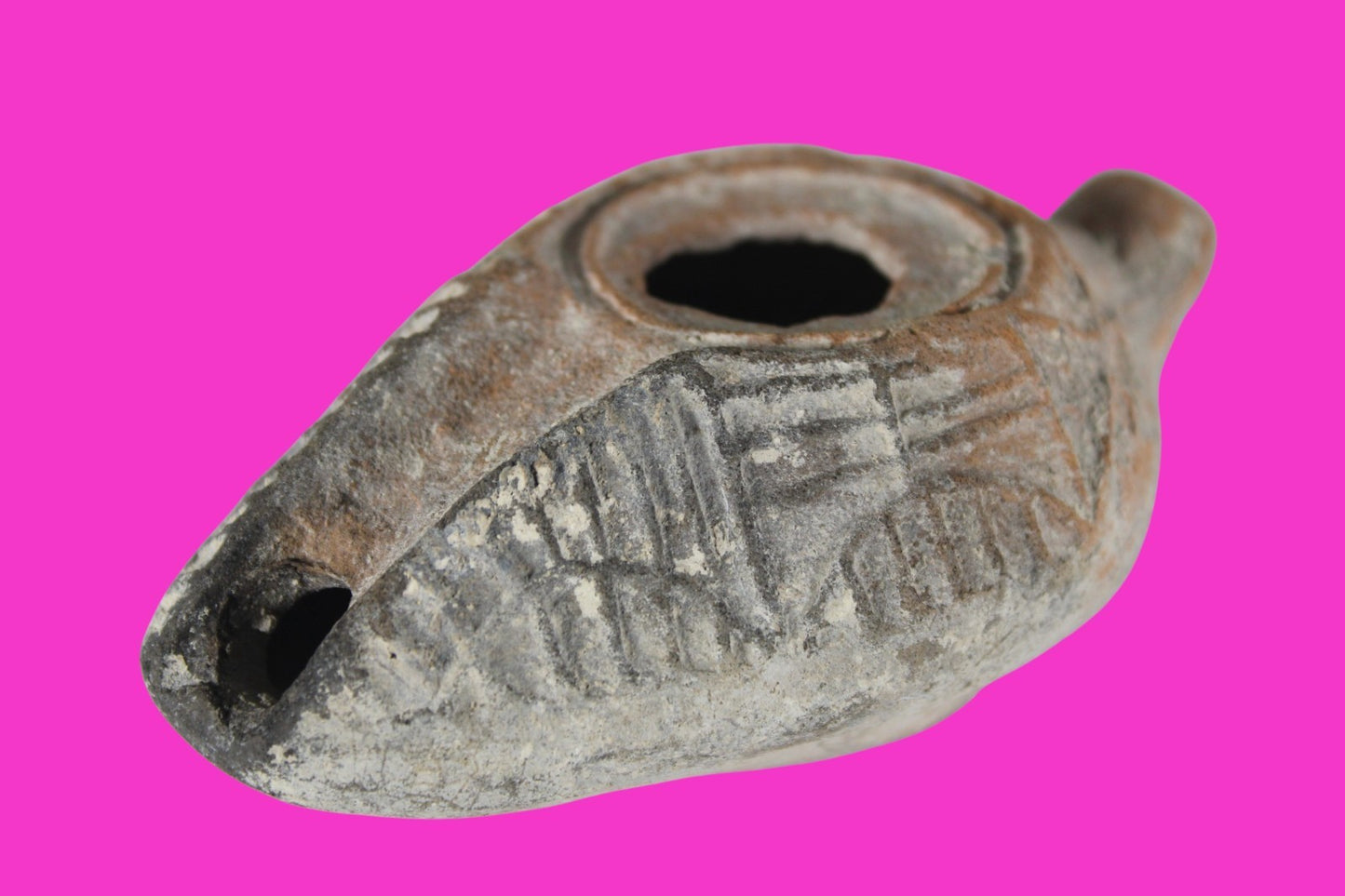 Holy Land Oil Lamp Ancient Artifact Time of the Christians 313-636 AD COA 200