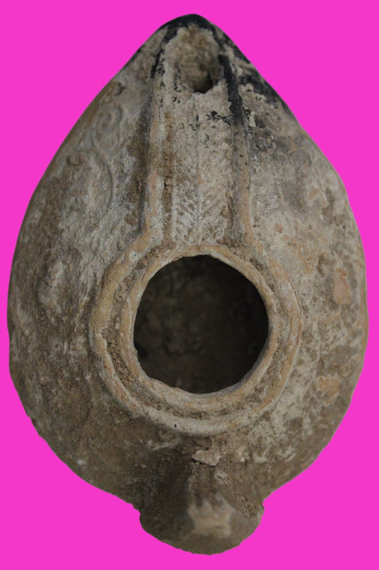 Holy Land Oil Lamp Ancient Artifact Time of the Christians 313-636 AD COA 204