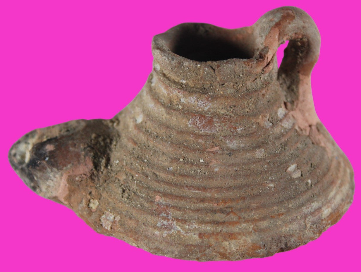 Holy Land Oil Lamp Ancient Artifact Time of the Arab Invasion 660-800 AD COA 239
