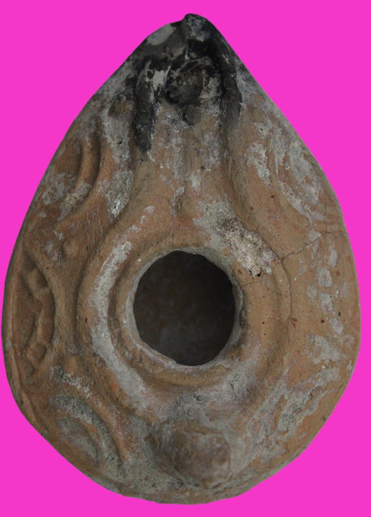 Large Holy Land Oil Lamp Ancient Artifact Time of Christians 313-636 AD COA 199