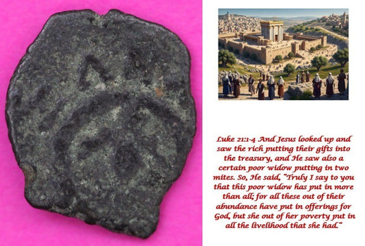 Widows Mite Coin Holy Land Artifact Frameable Display Card Jesus Christ COA F621
