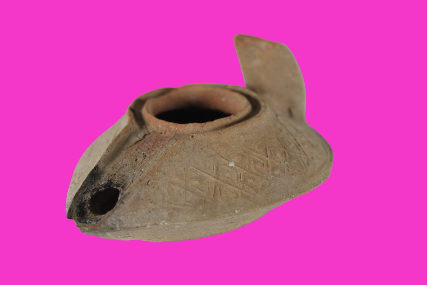 Holy Land Oil Lamp Ancient Artifact Time of the Christians 313-636 AD COA 183