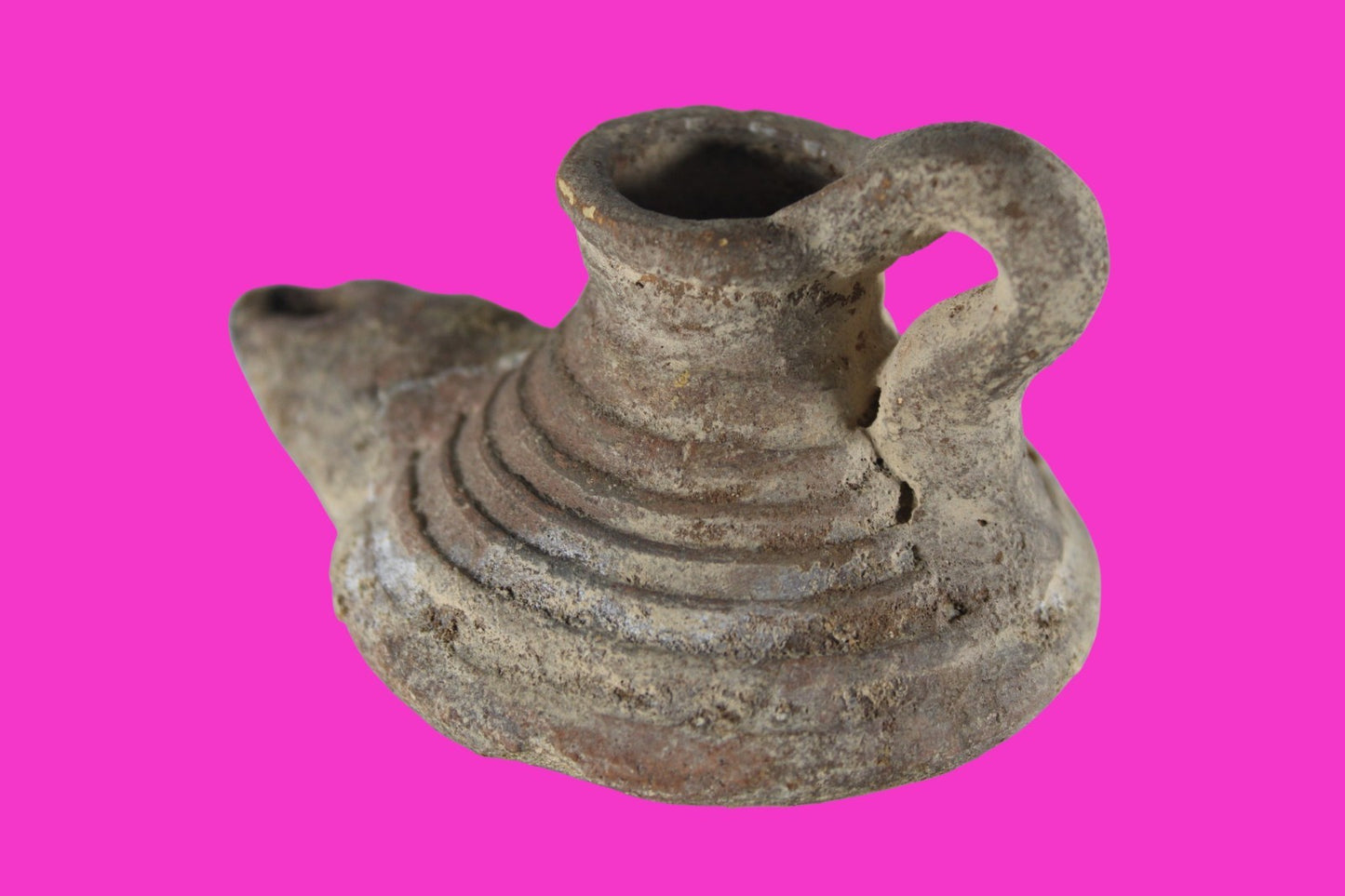 Holy Land Oil Lamp Ancient Artifact Time of the Arab Invasion 660-800 AD COA 240